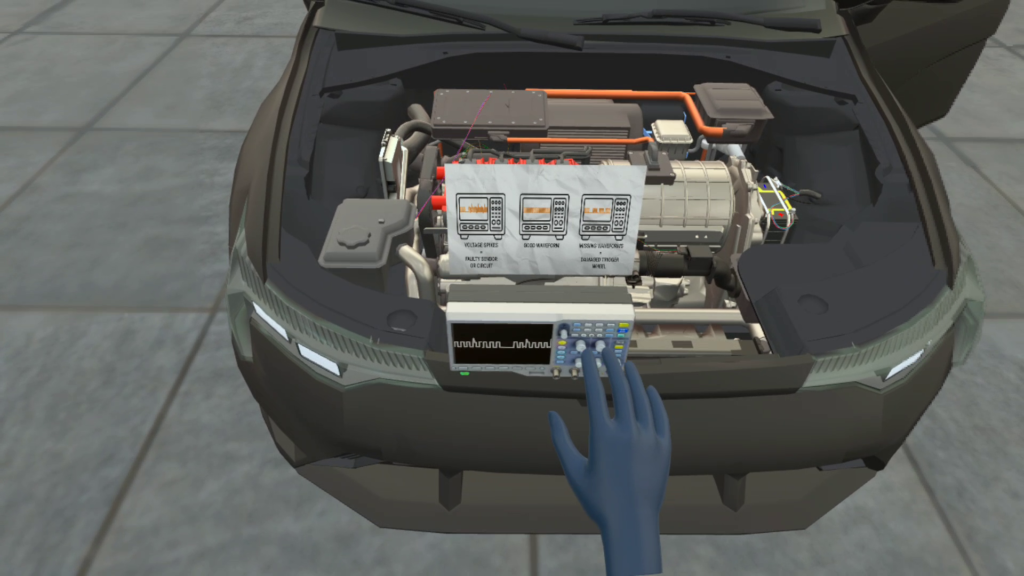 	Students practicing EV diagnostics and high-voltage safety at Immerse Learn