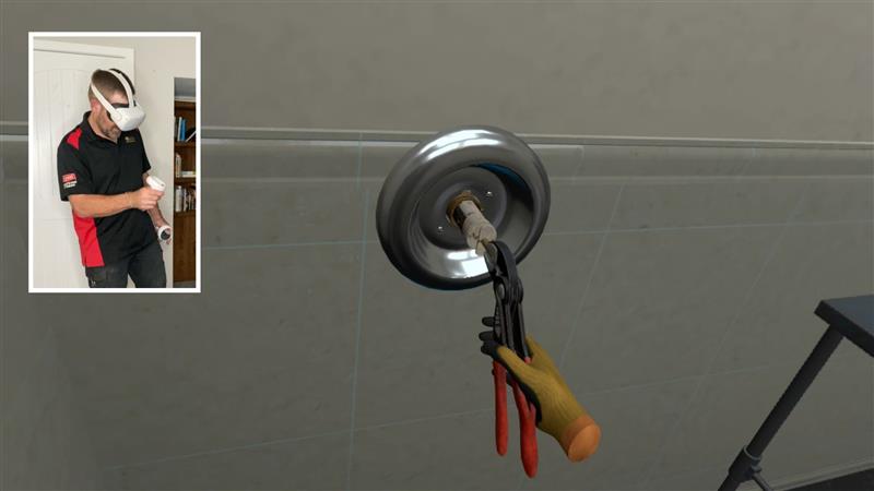 Changing a shower cartridge during professional plumbing repair service