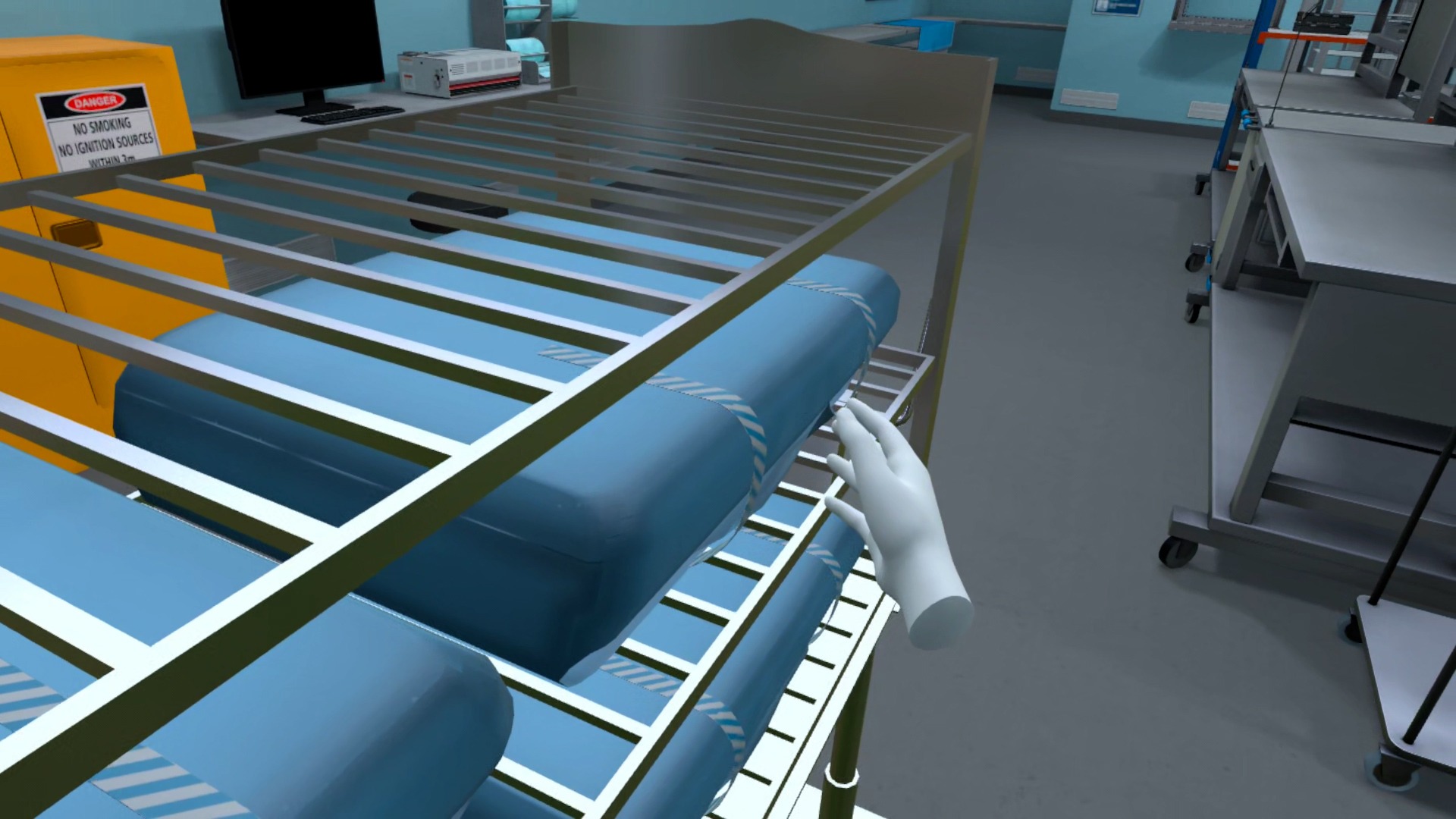 Sterile processing technician skills training in simulation lab for instrument sterilization and tray assembly