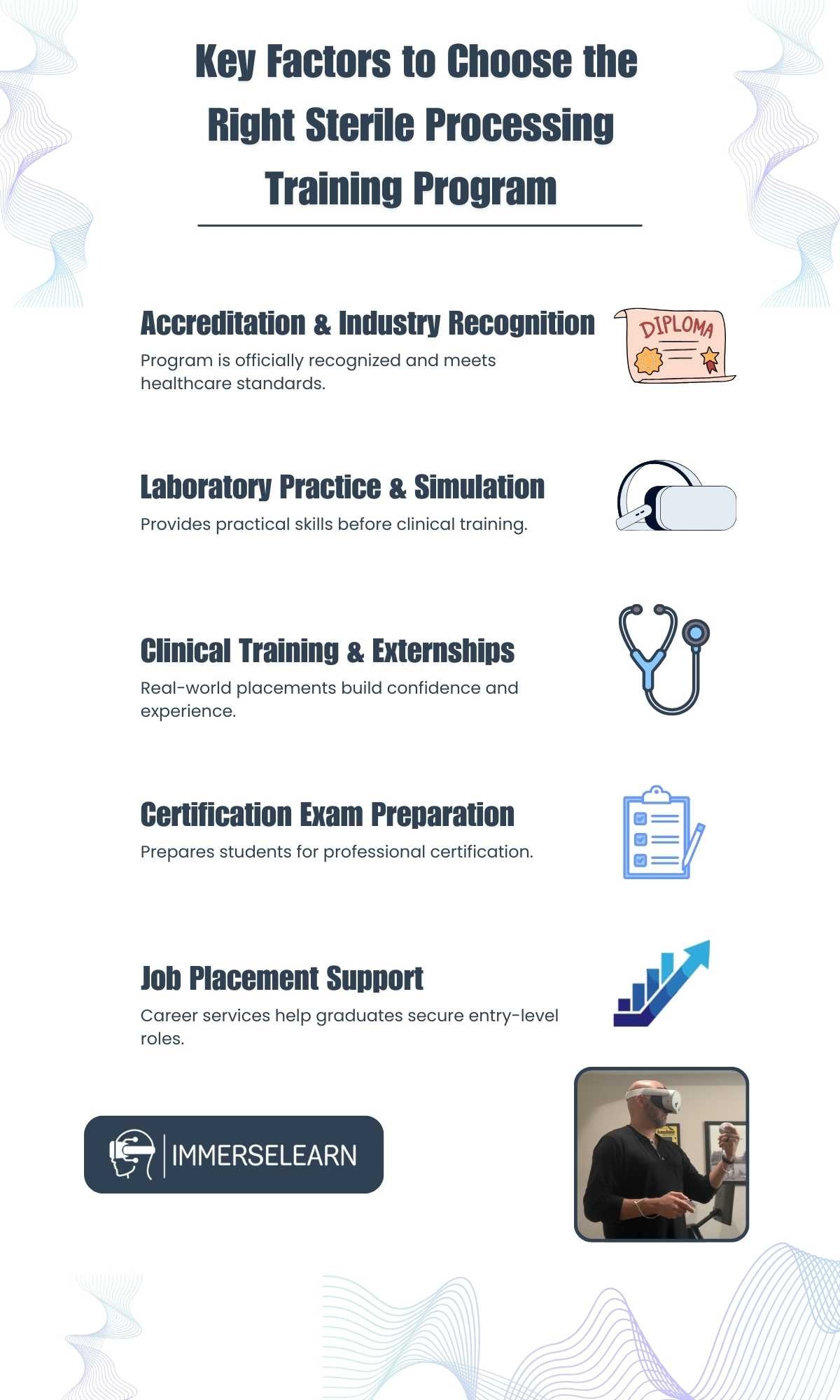 infographic showing how to choose the right sterile processing training program
