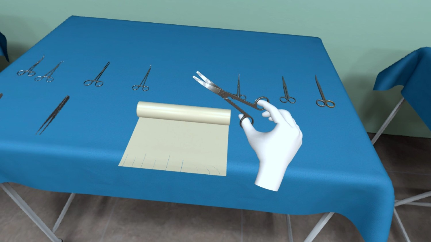 sterile processing technician using simulation technology and sterilization equipment in a training lab