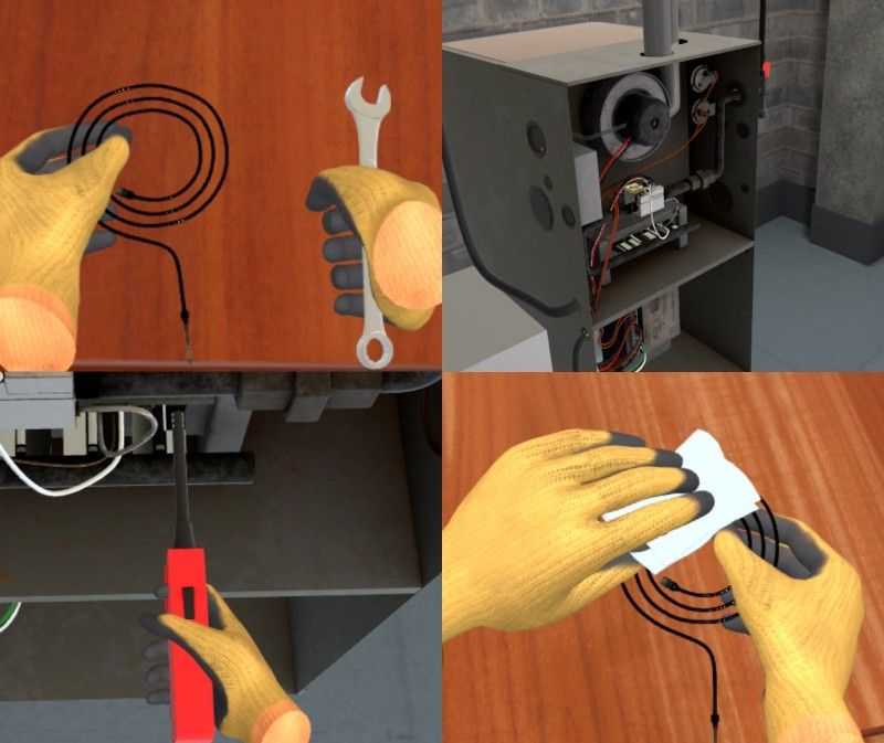 HVAC technician diagnosing and replacing thermocouples in gas heating systems