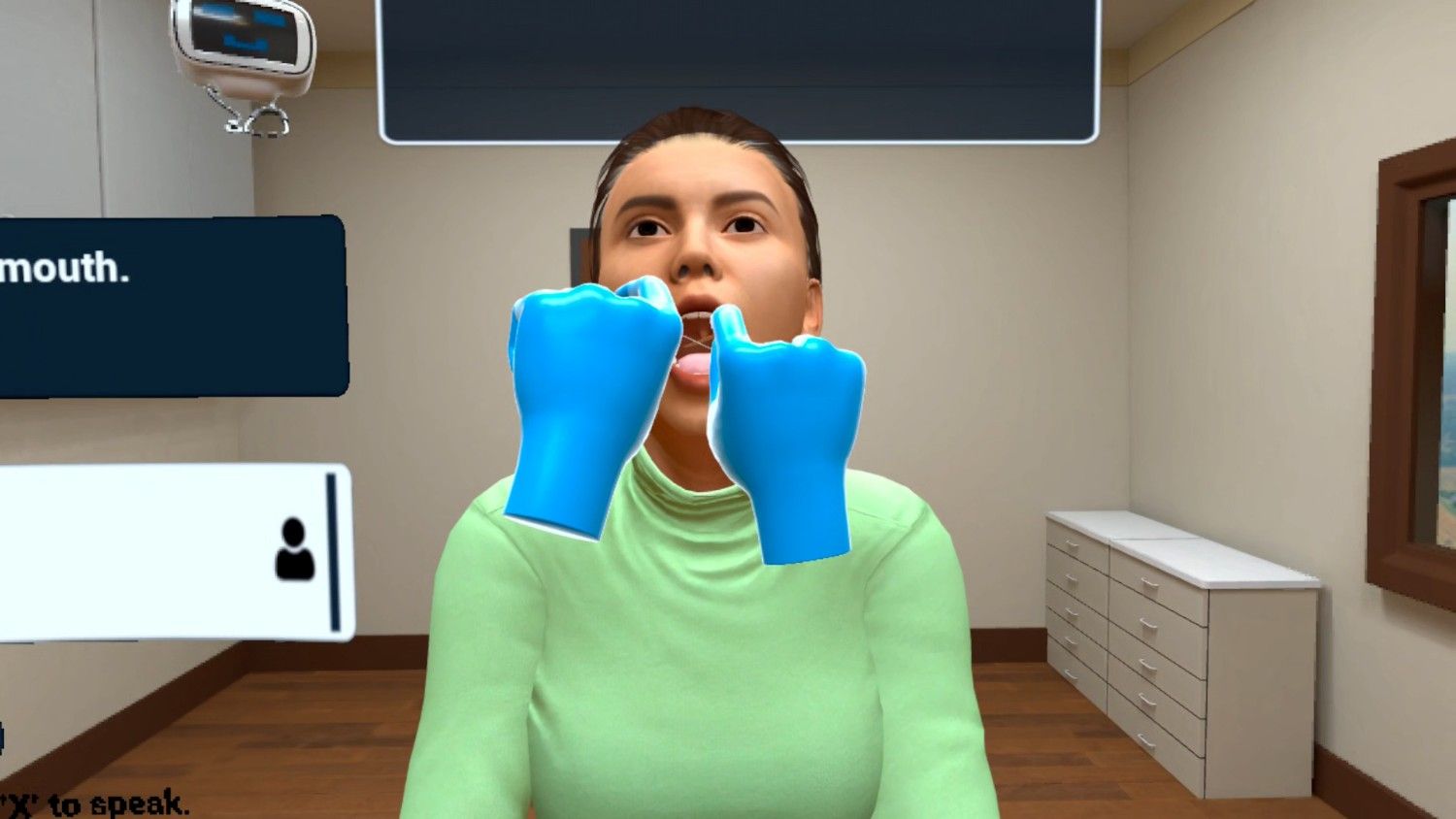 Medical assistant trainee practicing clinical skills using ImmerseLearn training platform