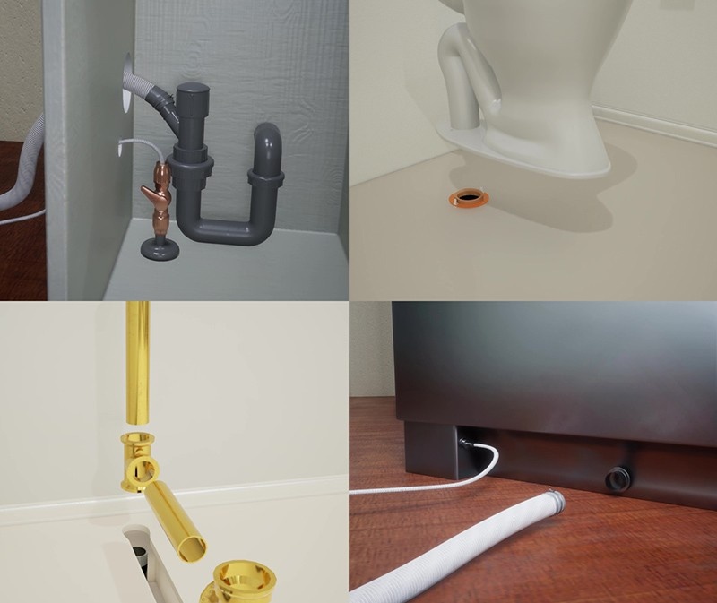 Bathroom bathtub installation training for plumbing technicians using VR