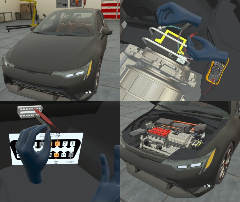 Technician diagnosing CAN-BUS network communication faults in a hybrid electric vehicle