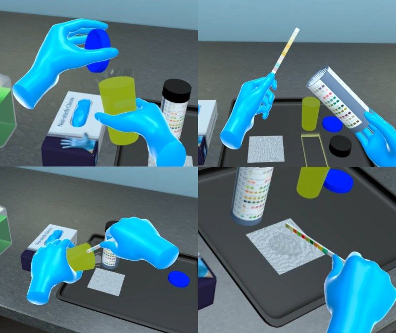 Clinical medical assistant performing urinalysis and specimen handling for accurate diagnostic testing