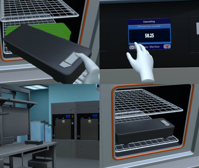 Low temperature sterilization workflow training for sterile processing environments
