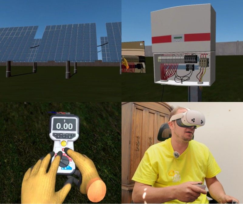 Image highlighting solar technician performing PV insulation resistance testingβ