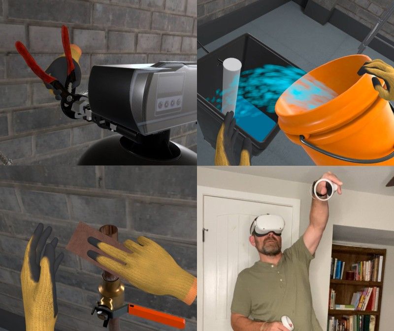Plumbing technician installing a residential water softener system during hands-on training