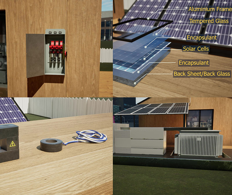 Functions of PV components in photovoltaic system training