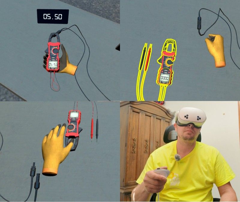 Solar technician performing short circuit current Isc testing on a solar PV system