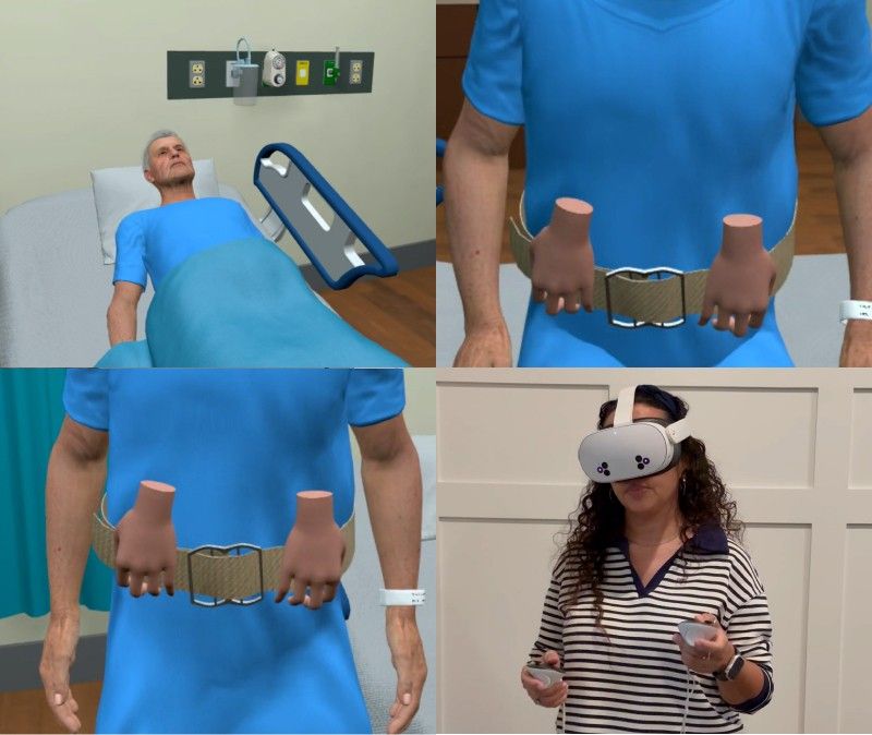 Nursing assistant helping a patient walk safely