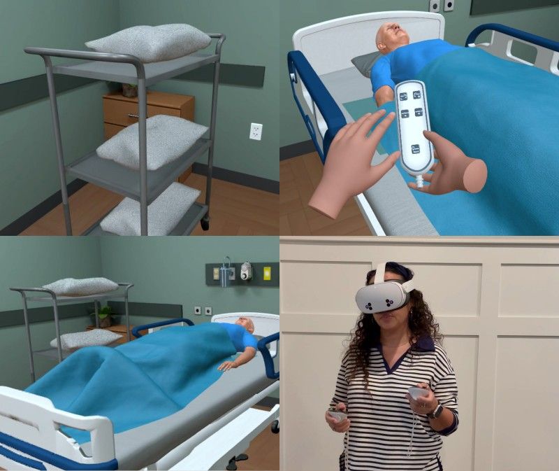 Nursing assistant practicing safe side positioning