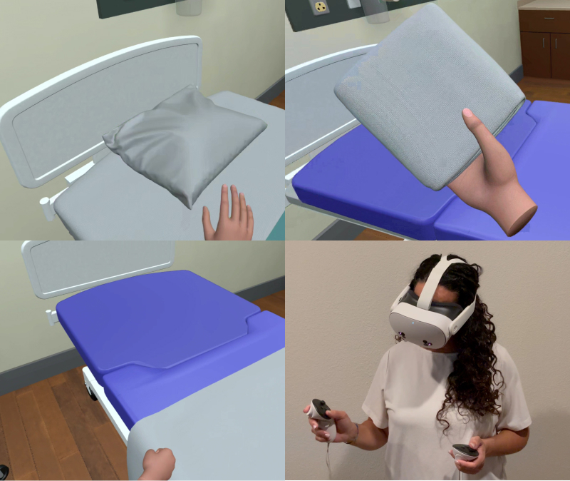 Nursing assistant practicing safe side positioning