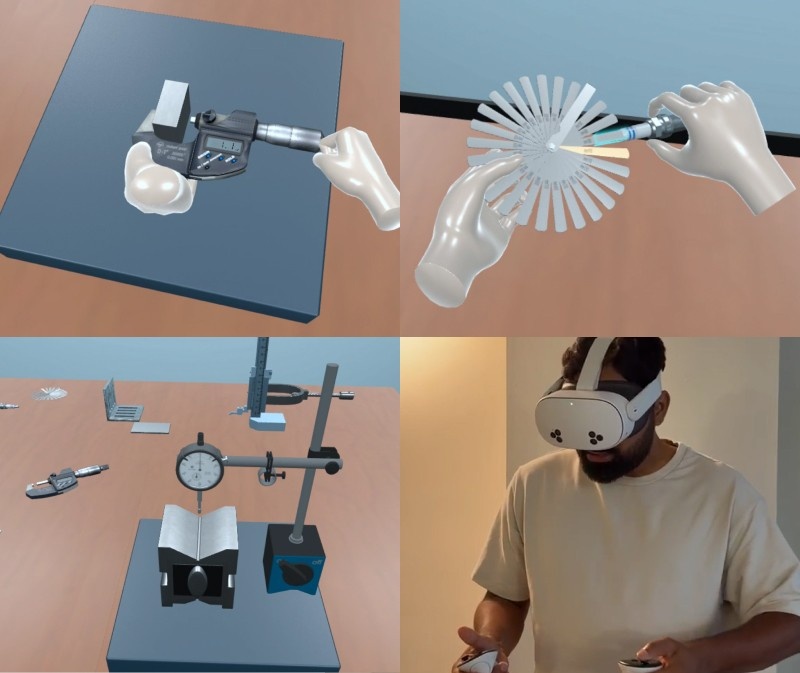 Manufacturing technician performing dimensional inspection